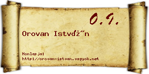 Orovan István névjegykártya